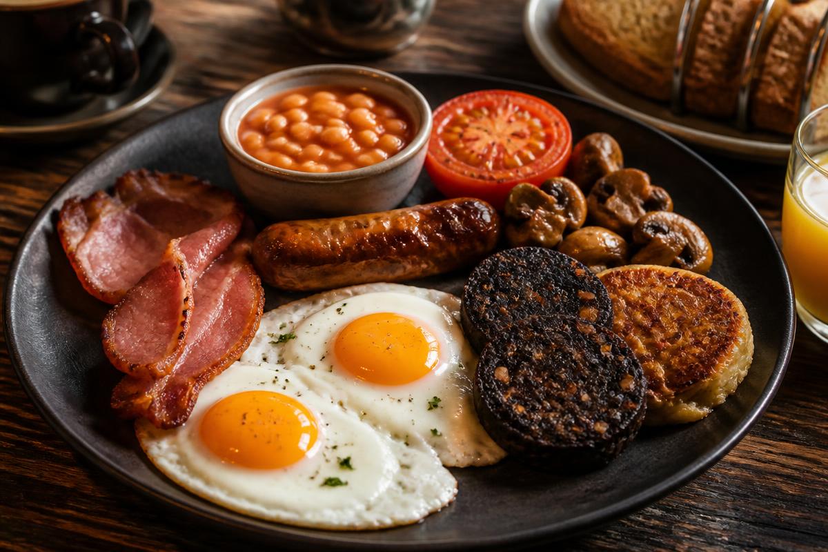 Full Scottish breakfast served at T's Café Restaurant in Thurso